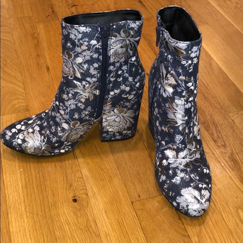 Blue floral Fabric Booties